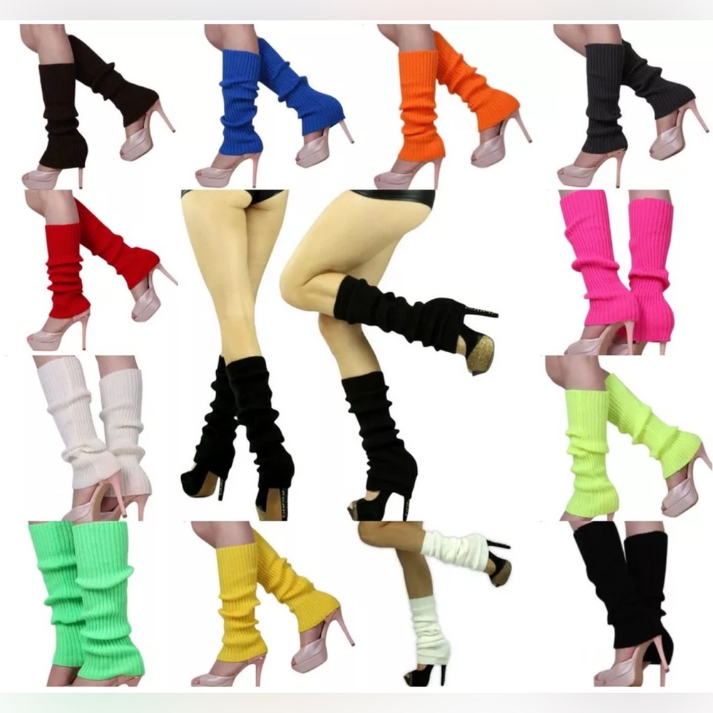 LEG WARMERS Knitted Women's Costume Neon Fluro
Dance Party Knit Sexy 80's Yoga - Picture 11 of 11